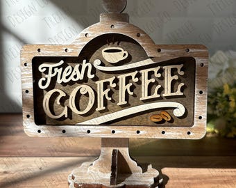 ADD ON Fresh Coffee for Mini Sign Post Interchangeable Tabletop Sign | Interchangeable Decor | Farmhouse Decor
