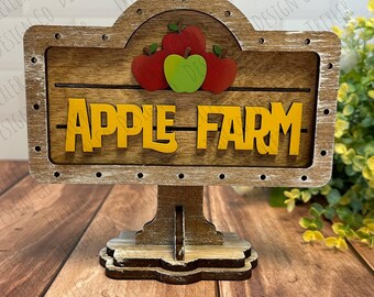 ADD ON Apple Farm for Mini Sign Post Interchangeable Tabletop Sign | Interchangeable Decor | Farmhouse Decor