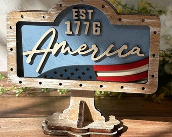 ADD ON America for Mini Sign Post Interchangeable Tabletop Sign | Interchangeable Decor | Farmhouse Decor