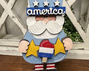 Mini Uncle Sam Shelf Sitter, Patriotic Shelf Sitter, Patriotic Decor