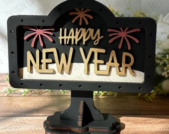 ADD ON Happy New Year for Mini Sign Post Interchangeable Tabletop Sign | Interchangeable Decor | Farmhouse Decor