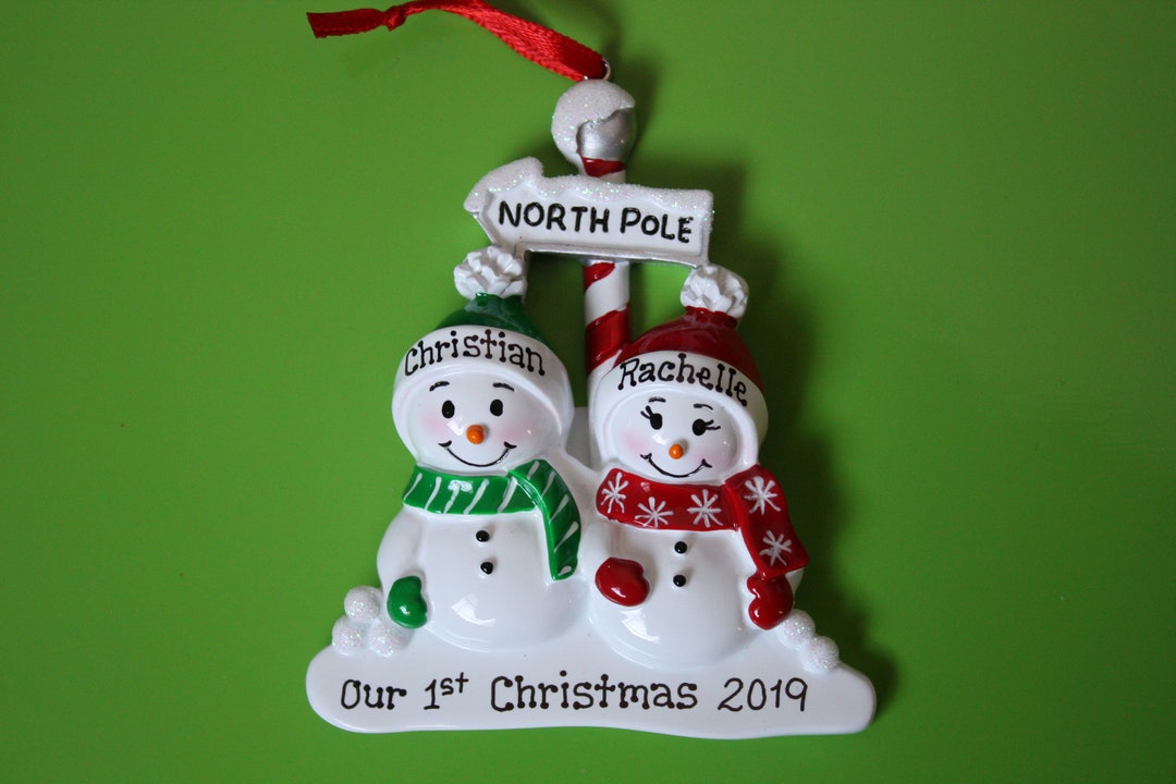 Personalized Family of 2 Snowman Couple Christmas Tree Ornament - Etsy