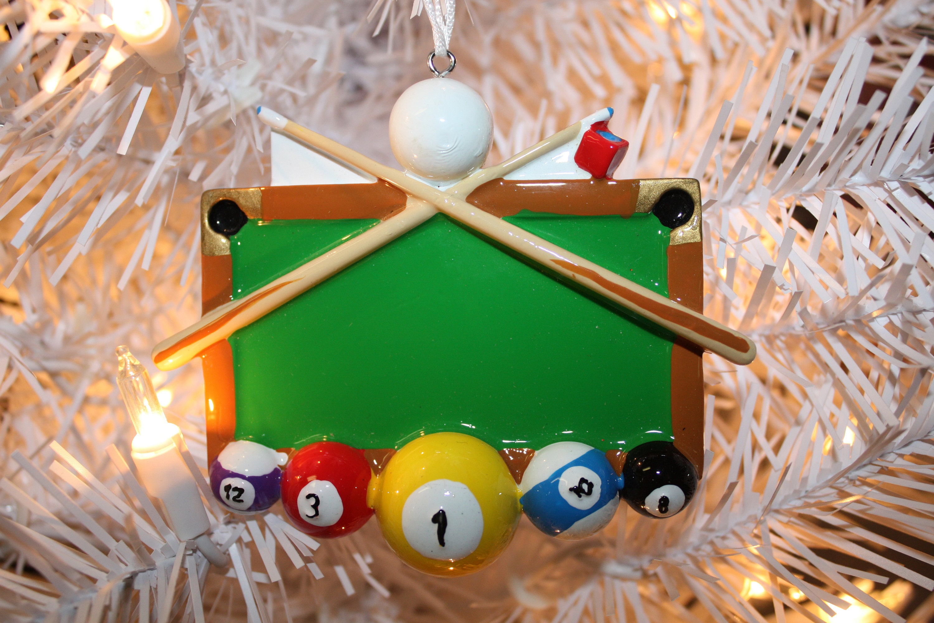 Billiards Pool Table Personalized Christmas Ornament Etsy UK