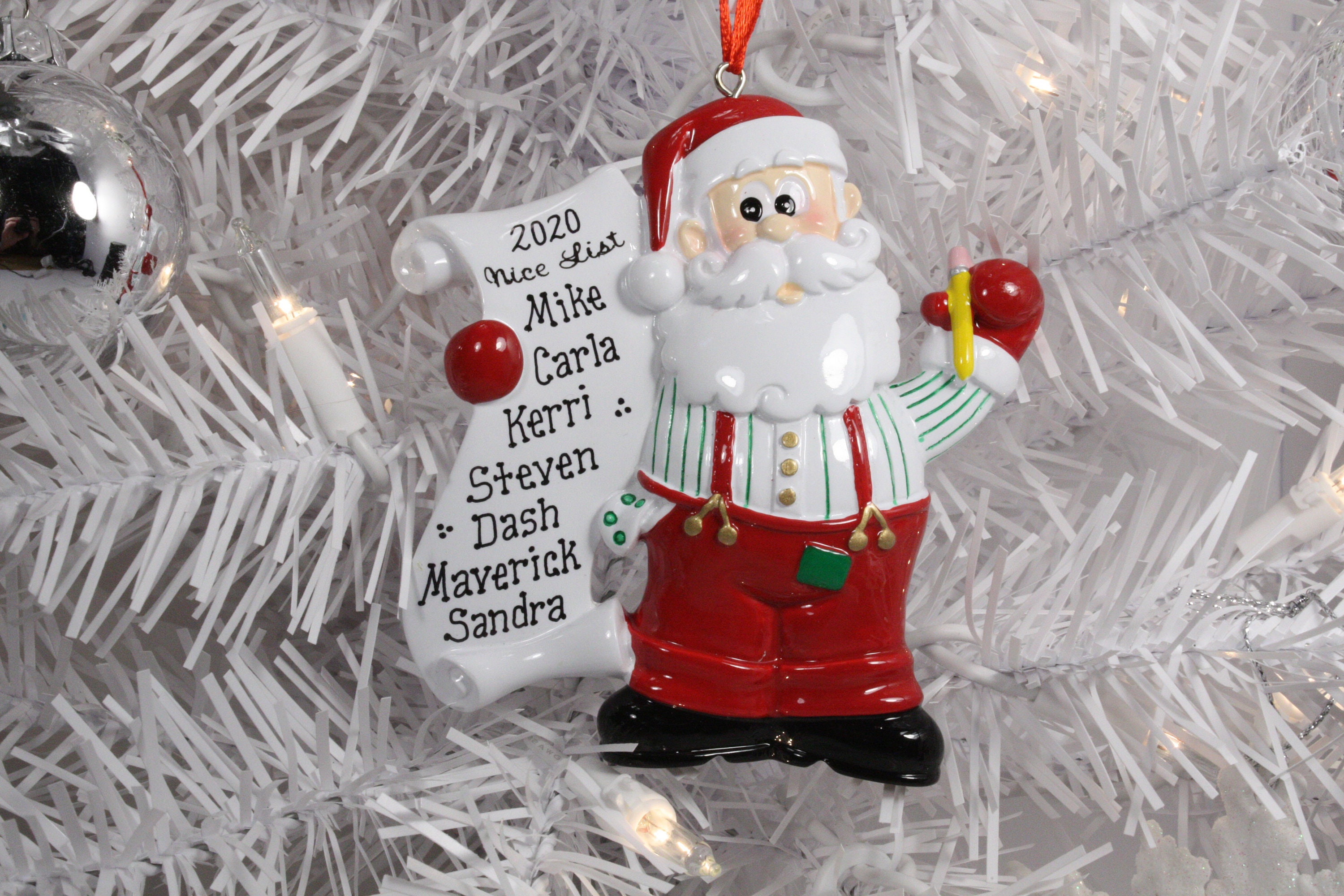 Personalized Preppy Santa Nice List Harlequin Christmas Black Metal  Ornaments — THE ZEBRA LADY