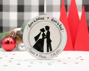 Personalized Bride Groom Wedding Christmas Tree Ornament