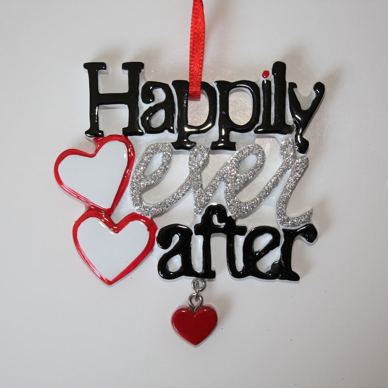 Happily Ever After Wedding Marriage Bride Groom Personalized Christmas Ornament