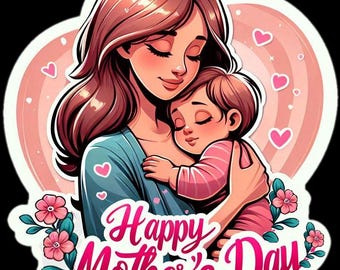 Happy Mother's Day stickers - 12 glossy and colorful stickers, Mother's day activities, decor, coloring, gifts, cards, wishes