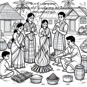 10 Tamil Pongal Coloring Pages, Pongal activities, Indian Harvest festival, Pongal stickers,Makar Sankranthi decoration, pongal decorations!