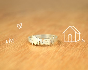 Dog Ring Name- Sterling Silver - Dog lover gift -lovely dog delicated