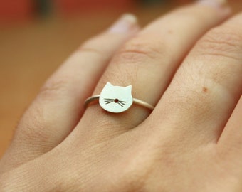 Tiny cat Ring -Sterling Silver - Cat lover gift