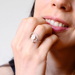 Ring with astral constellation of sterling silver