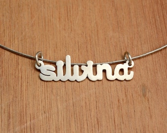 Name Necklace - Pendant -Sterling Silver - Personalized Pendant -Word