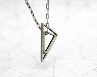 Nestled Triangle - Triangle inside triangle Necklace- 45cm Chain -Sterling Silver