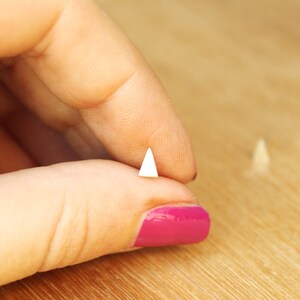 Tiny Triangle stud Earrings geometric single mini banner flag-Sterling Silver image 2