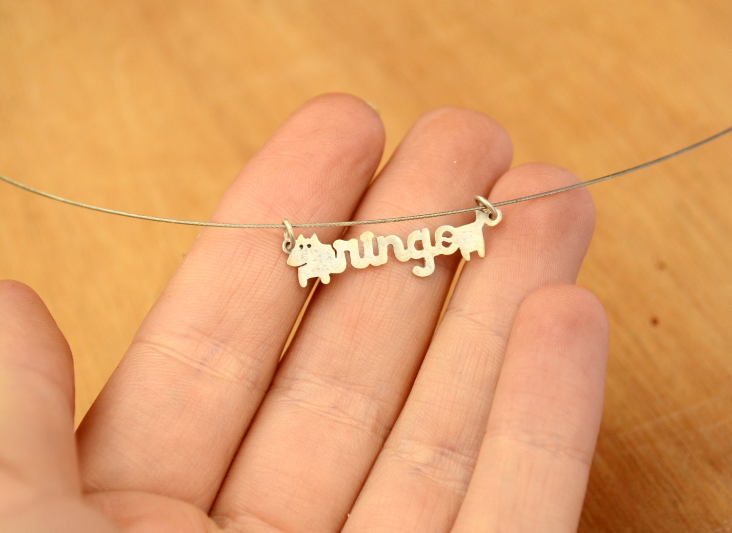 Dog With Name personalized Pet Necklacesterling Etsy