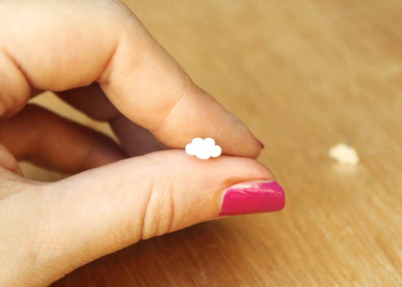 Tiny Cumulus Clouds stud Earrings Sterling Silver Weather earrings Gift mom birthday gift Quirky Jewellery image 2