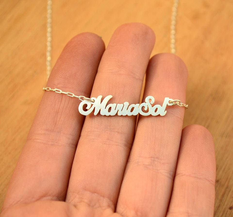 Name Necklace sterling Silver Personalized Pendant wordsilver Name Necklace, Personalized