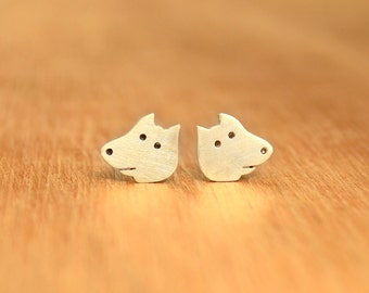 Tiny Dog stud Earrings- Sterling Silver - Dog lover gift