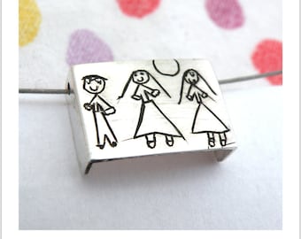 Le dessin de votre enfant sur un pendentif - personnalisé - réalisé sur commande - collier griffonnage pour enfants - collier oeuvre d'art pour enfants • cadeau art enfant - cadeau grand-mère