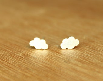 Tiny Cumulus Clouds stud Earrings- Sterling Silver -  Weather earrings - Gift mom birthday gift -Quirky Jewellery