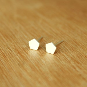 Tiny Pentagon stud Earrings geometric mini Sterling Silver image 2