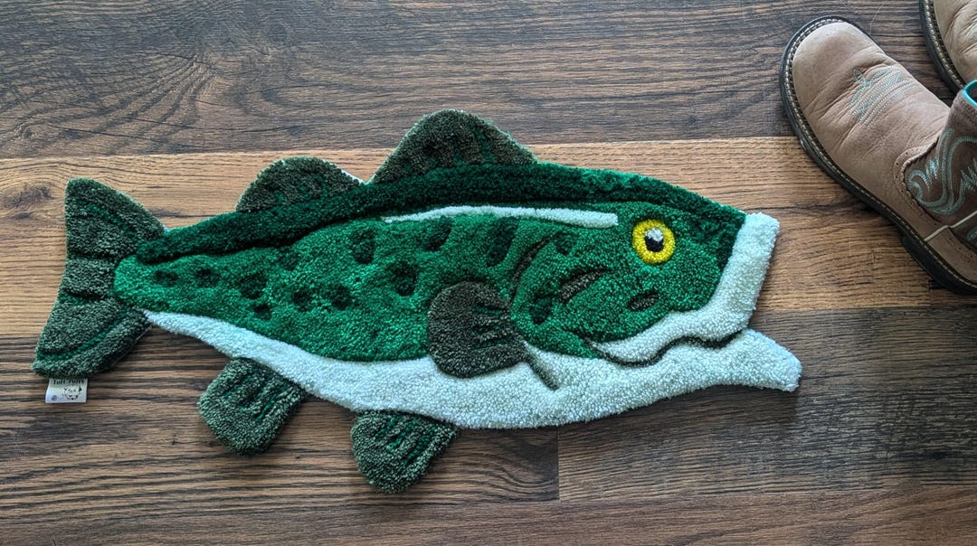 Fish Rug Bass Bass Fish Floor Rug - Etsy