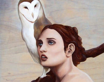 The Messenger Open Edition fine art print, owl print, Diana, goddess, Bubo