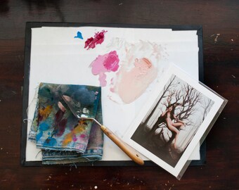 Mini-Print - Tochter des Knochen - surreale Wald Maiden Druck