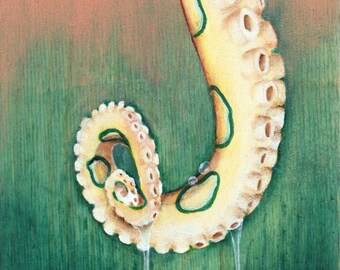 Umami Open Edition fine art print, octopus siren, mermaid naiad, hungry lips, Tako, sushi