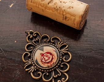 Ornate Pomegranate Pendant - Eternity - Pomegranate pendant, Pomegranate necklace charm, wearable art, silver or bronze, Janae Corrado Art