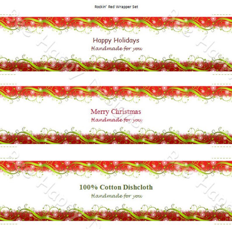 Labels Rockin Red Christmas Wrappers Instant Download PDF
