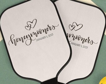 Custom honeymoon Pickleball Paddle Set: Wood Racquets, Balls & Carry Bag