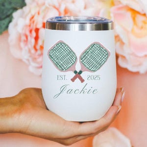 custom pickleball wine tumbler pickleball trophy, gift for pickleball lover, pickleball drinkware pickleball bach gift for her pickleball