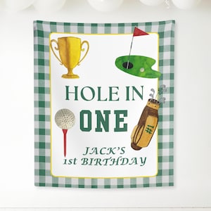 Hole in One Birthday Decorations,Hole In One Birthday Banner, Golf 1st Birthday Backdrop, Mastered First Birthday Banner, Golf 1st Bday Sign