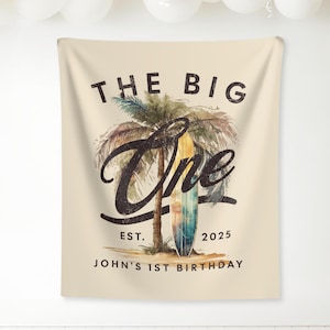 The Big ONE First Birthday Decorations, The Big One Birthday Banner, Ocean Wave Backdrop, Surf 1st Birthday Party, Surfing Party Decor