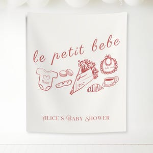 Parisian Cafe Backdrop le petit baby French Themed Party Personalized croissant baby shower Banner Patisserie Backdrop Paris baby sprinkle