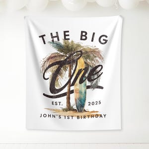 The Big ONE First Birthday Decorations, The Big One Birthday Banner, Ocean Wave Backdrop, Surf 1st Birthday Party, Surfing Party Decor
