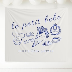 Parisian Cafe Backdrop le petit baby French Themed Party Personalized croissant baby shower Banner Patisserie Backdrop Paris baby sprinkle