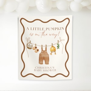 A little pumpkin is on the way banner, Pumpkin rustic Baby Shower welcome sign, fall baby shower gender reveal, autumn baby shower backdrop