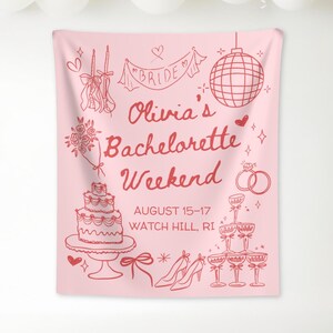Personalized Bachelorette Party Decor, Bachelorette Beach Party Weekend Banner, Valentine Bach Tapestry, Bachelorette Background Photo