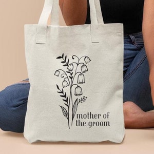 mother of the bride Birth Flower Personalized tote bag birth month tote matron of honor gift ideas for bridesmaid proposal custom gift ideas
