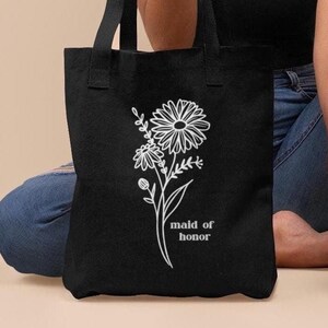 Birth Flower Personalized tote bag,birth month tote,Name Gift For Women,Gift For Her, eco-friendly shopping bag name,Unique Bridesmaid gift