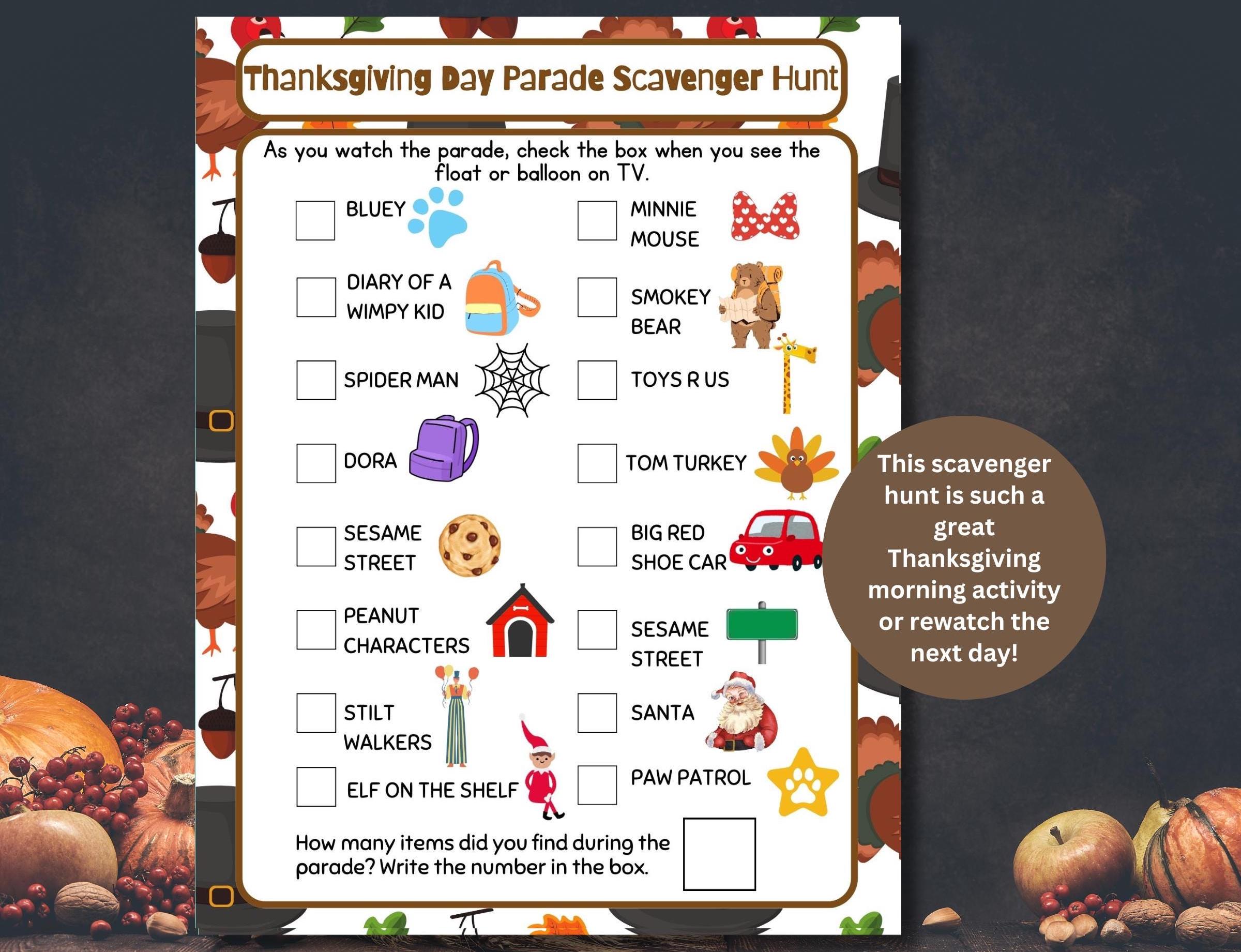 2025 thanksgiving day parade scavenger hunt instant download
