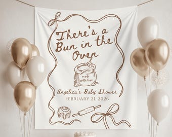 Bun in the Oven Baby Shower Backdrop: Baking Theme Tapestry