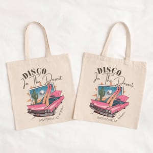 custom scottsdale bachelorette tote bag disco in desert Western Bachelorette Bridesmaid Gift Bag,Cowgirl Bride Bachelorette Party Gifts Tote