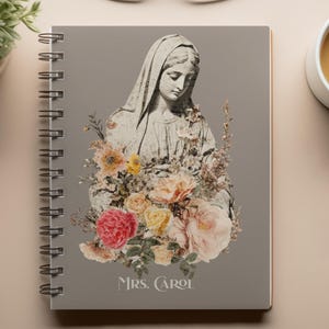 personalized Virgin Mary notebook– Religious Catholic Gift, Christian Prayer journal, Blessed Mother, Marian Devotional, Bible Accessories