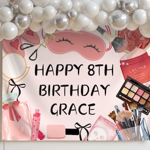 slumber party Mädchen Geburtstagsplakat Kundenspezifisches Make-up Party Stoffzeichen 10.11.12.13.16