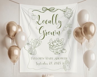 Tło na baby shower z lokalnie uprawianej rośliny: dekoracja z targu rolniczego