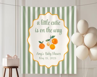 A little cutie baby shower backdrop, Citrus Baby Shower Banner, Citrus Baby Shower Decor, Orange Theme Baby Shower welcome sign boy or girl
