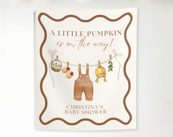 A little pumpkin is on the way banner, Pumpkin rustic Baby Shower welcome sign, fall baby shower gender reveal, autumn baby shower backdrop